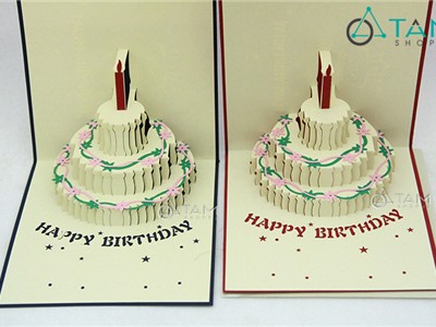 Thiệp sinh nhật 3D hình bánh sinh nhật độc đáo 